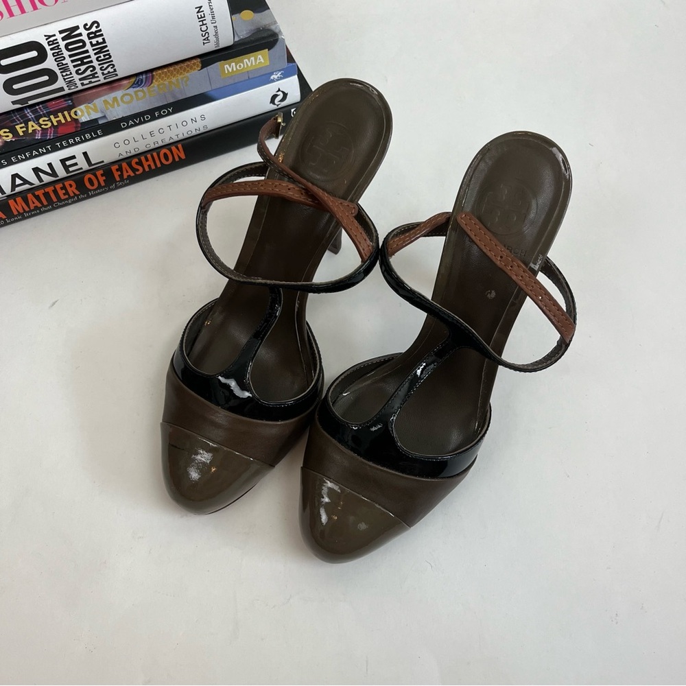 Tory Burch Lexa T Strap Slingback Heels 8.5 Two Tone Pumps - Picture 16 of 16